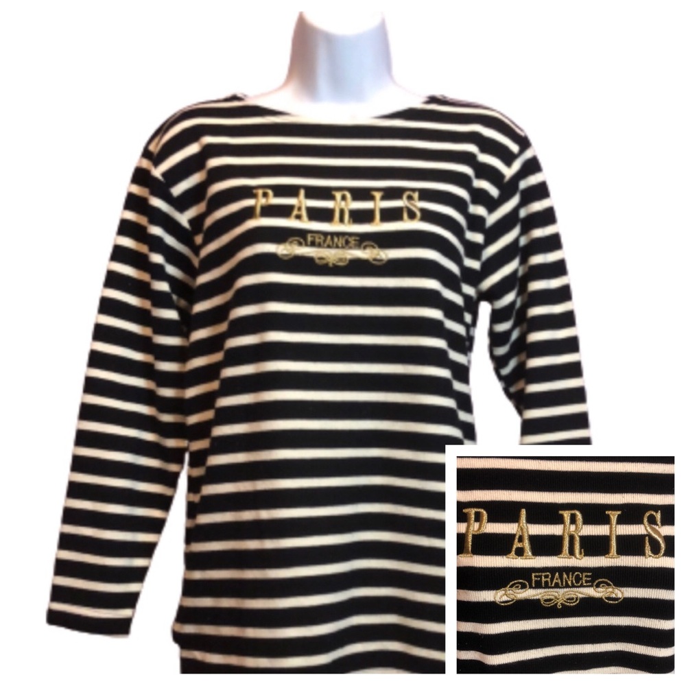 PARIS FRANCE MARINIERE SWEATER BY ALMA MATER • NAVY/WHITE STRIPED